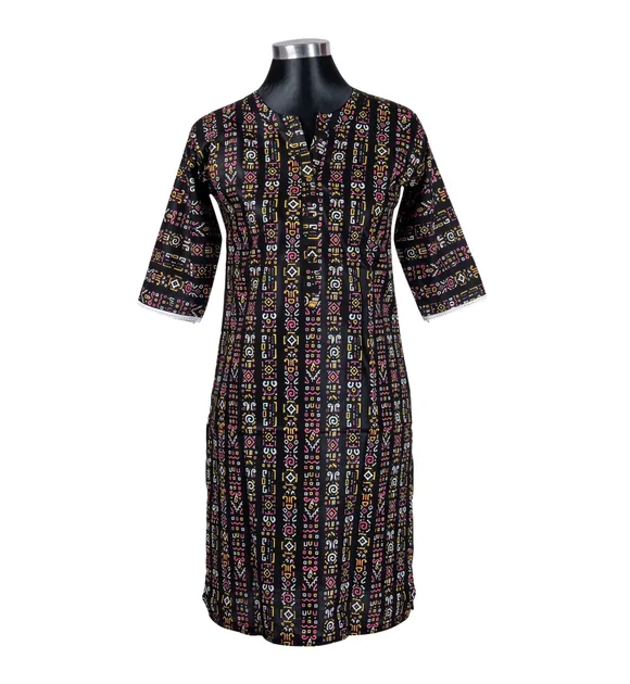 Geometric Print Button-Down Kurti By Khorgosh