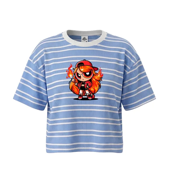 Blossom Powerpuff-JOJO Fusion Oversized Boxy Tee